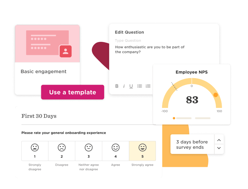Company surveys, templates, employee NPS