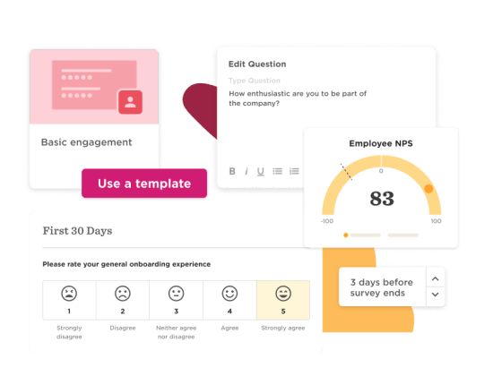 Company surveys, templates, employee NPS
