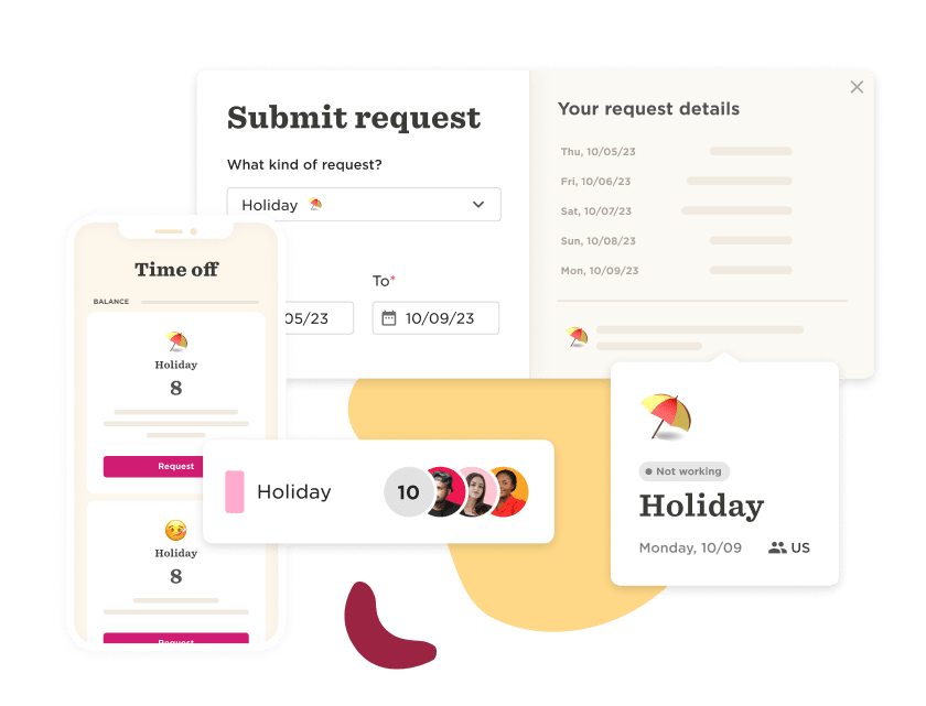 Time off tracking, requests, mobile